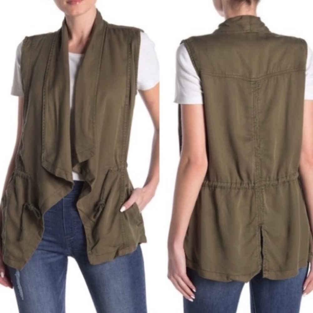 Max Jeans ~ Olive green drape front vest